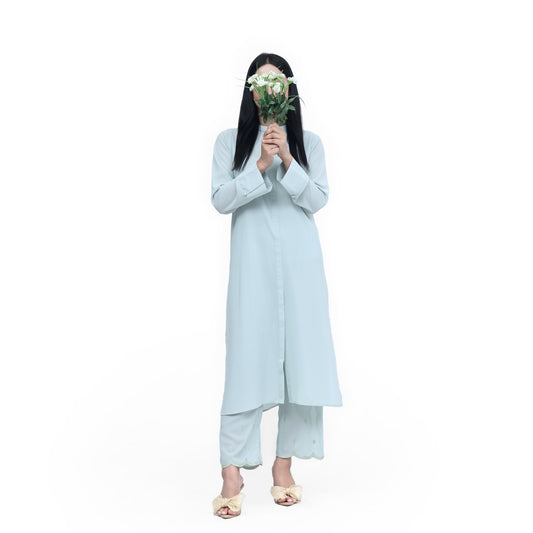 Pale Aqua Embroidered Culottes Set